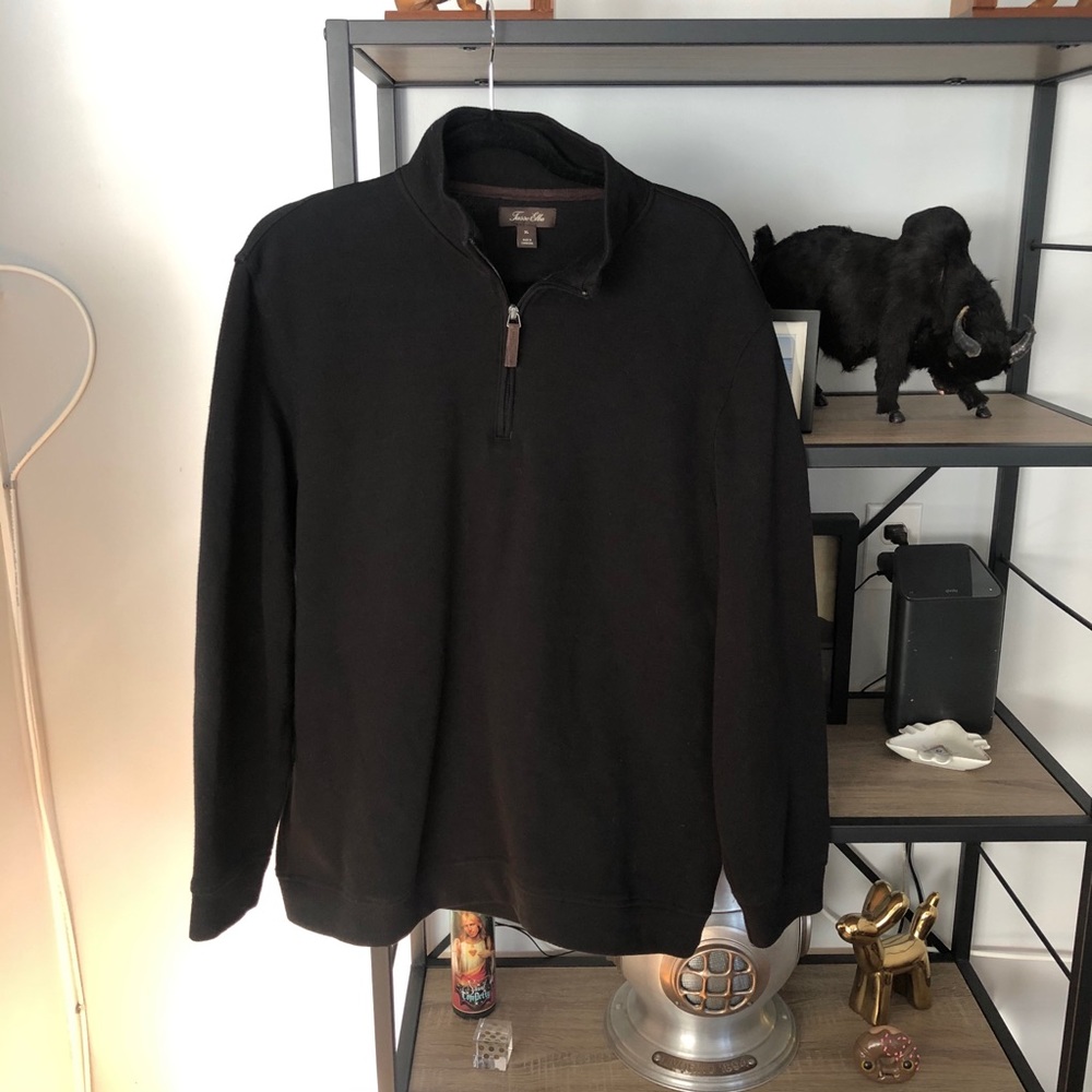 Tasso Elba 1/4 Zip Black Pullover Sweatshirt